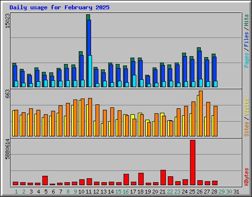 Daily usage for February 2025