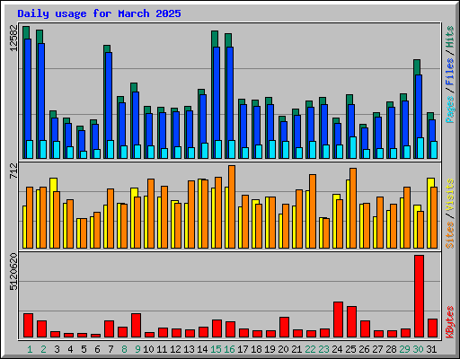 Daily usage for March 2025