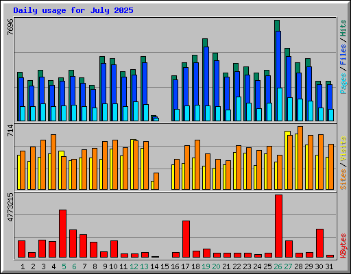 Daily usage for July 2025